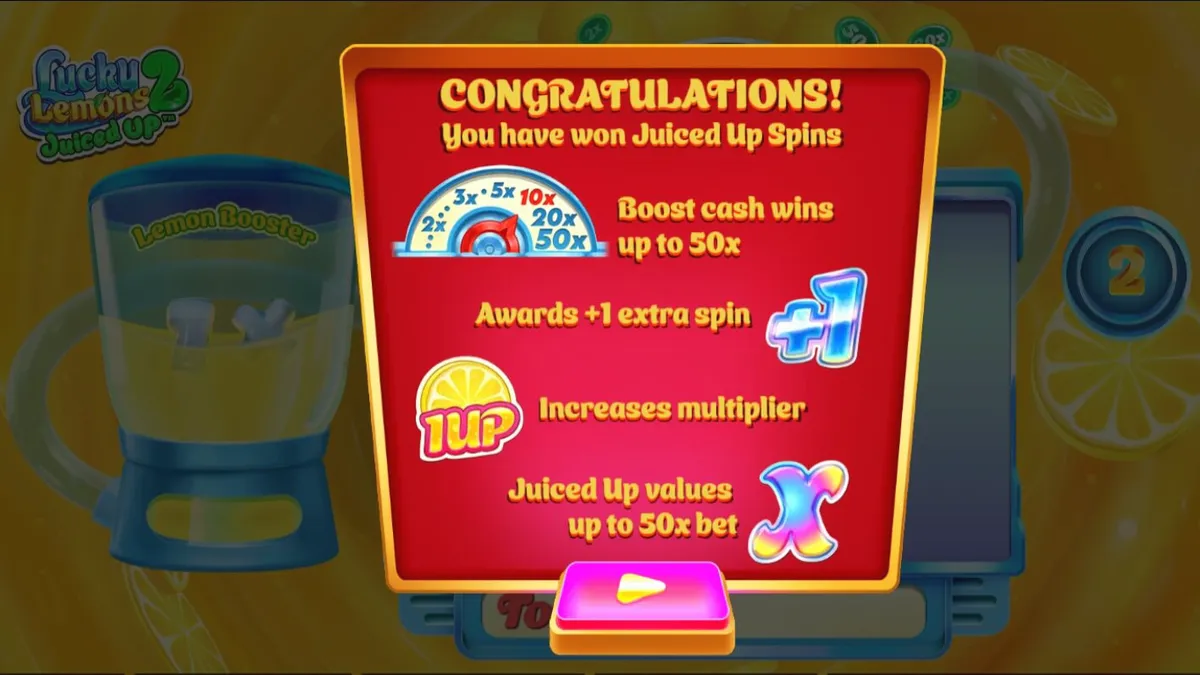 Tampilan visual slot Lucky Lemons 2 Juiced Up dengan simbol buah cerah